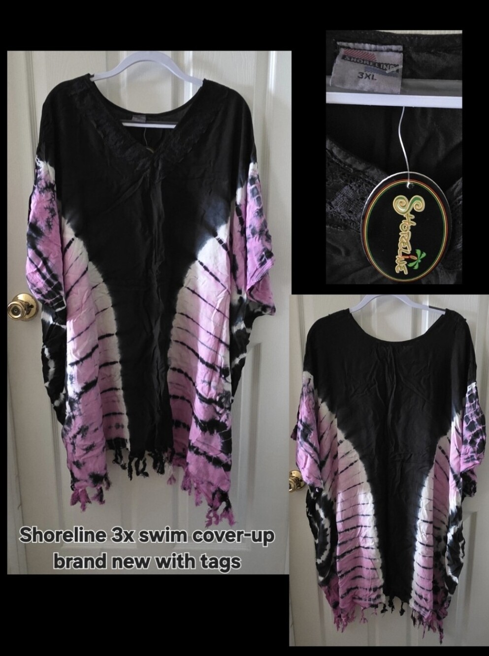 Shoreline Tie-Dye Swim Cover-Up in Black & Pink